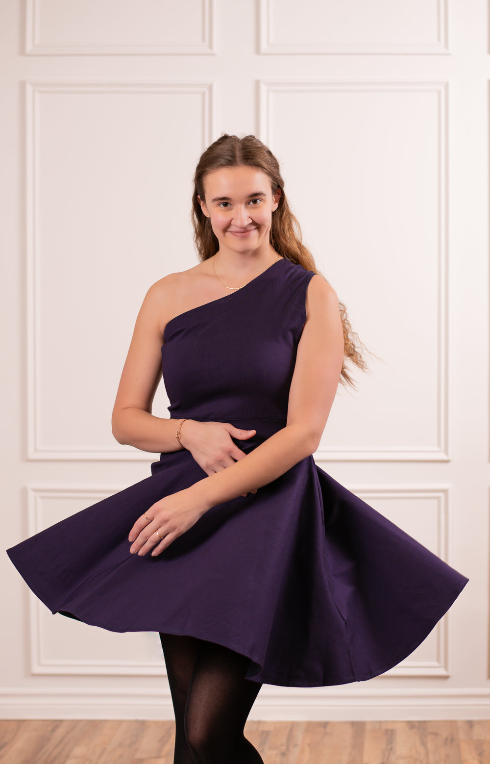 One Shoulder Pin-up Dress - Mauve