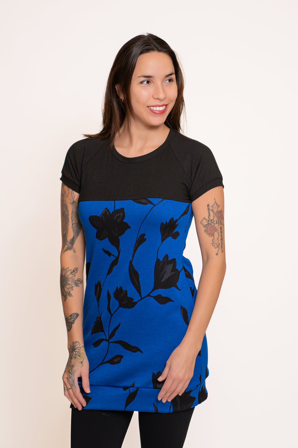 Tunique FlorieBleu manche courte