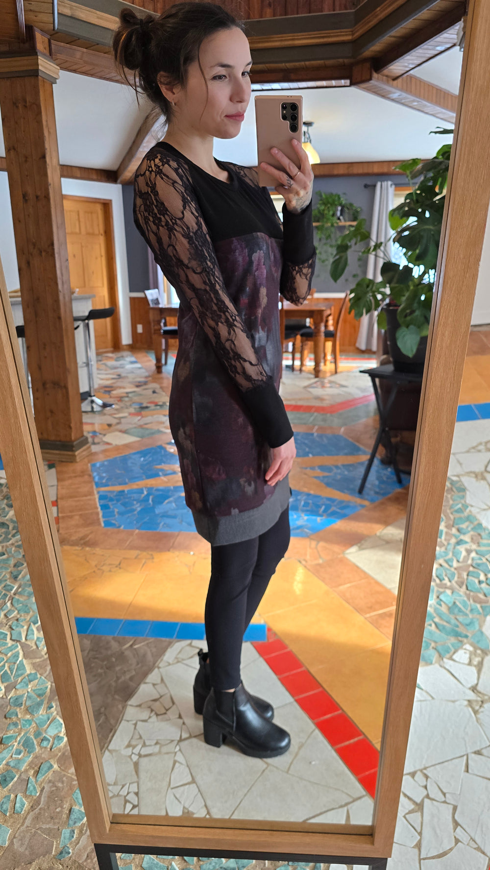 Tunique extra longue MAUVEDENTELLE