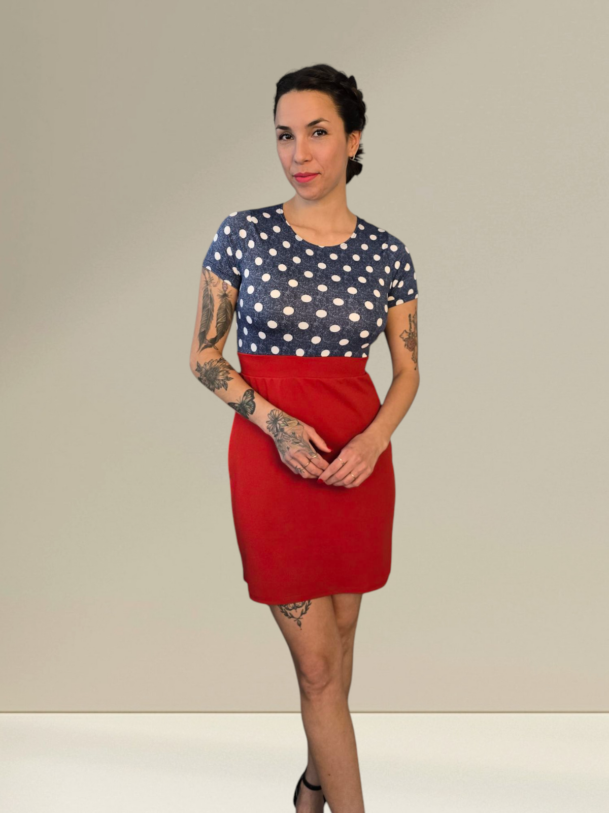 Mila Short Sleeve - Polka DotRust