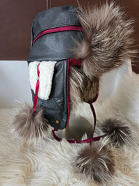 Chapeau Aviateur / Fourrure de Loup RECYCLÉ