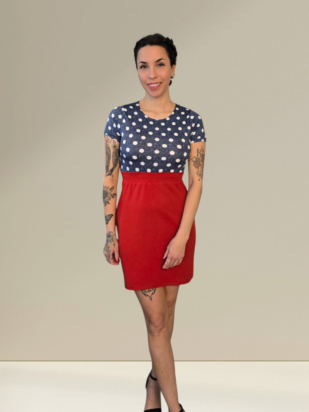 Mila Short Sleeve - Polka DotRust
