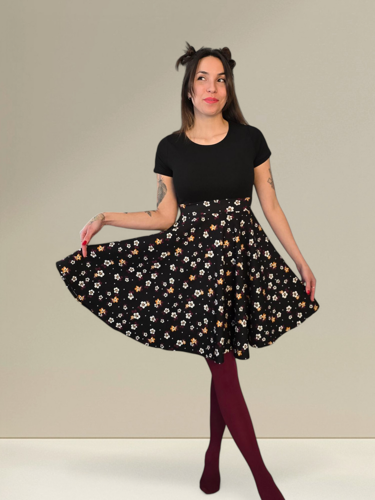 Short sleeve Pin-up dress - FloriNoire