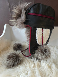 Chapeau Aviateur / Fourrure de Loup RECYCLÉ